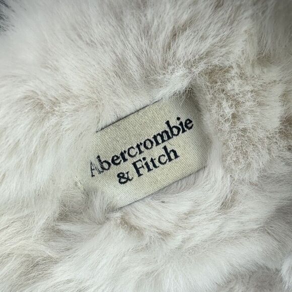 Abercrombie Fitch Faux Fur Slippers Size M/L Criss Cross Slip On Open Toe Shoes* - Picture 13 of 13